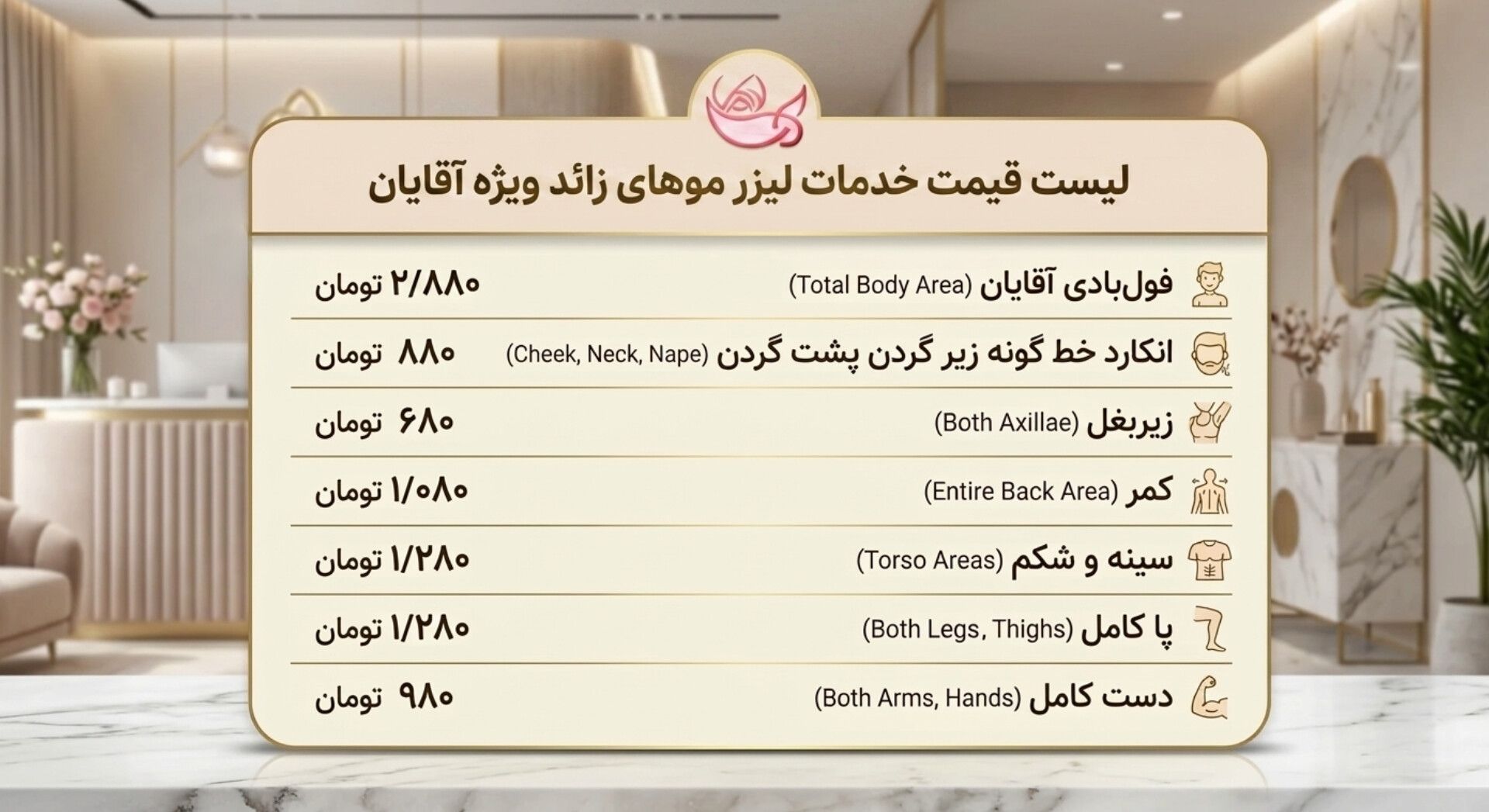 قیمت لیزر آقایان